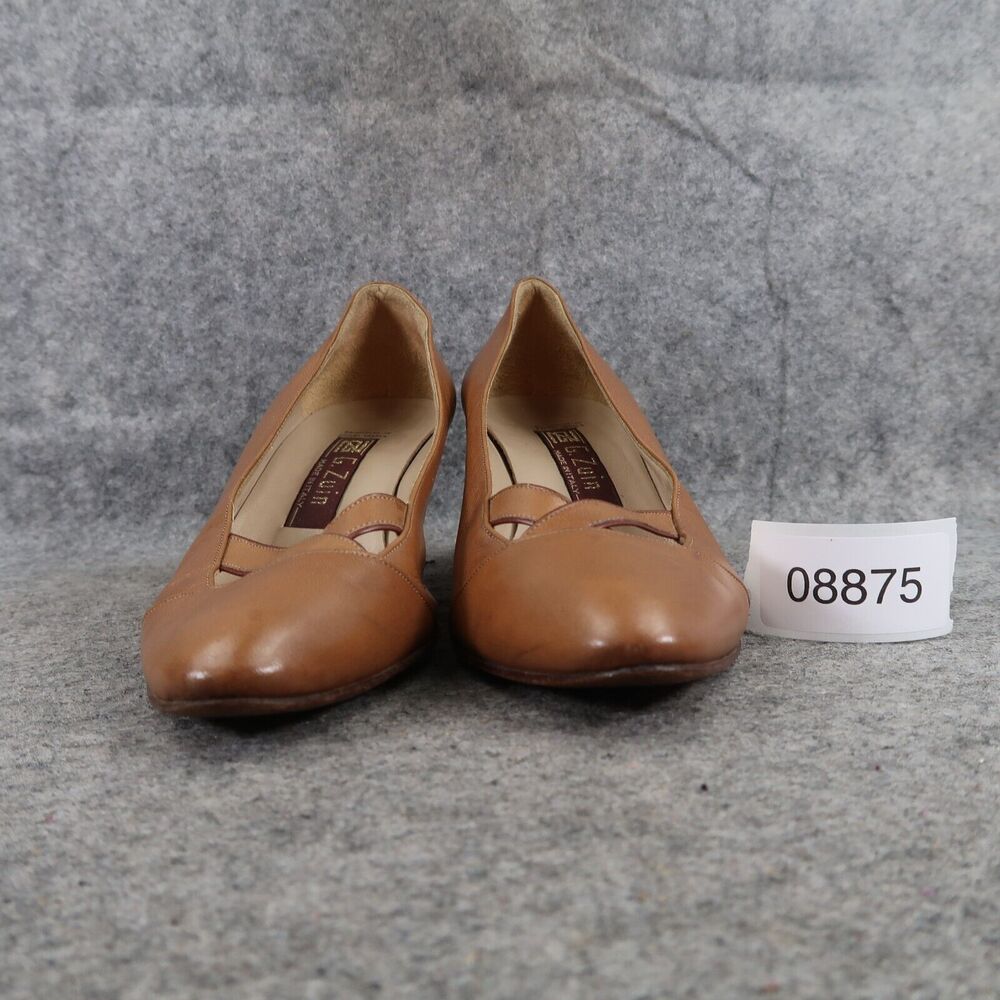Vintage Shoes Womens 36.5 G Zuin Pumps Leather Heels Made In Italy Classic Brown - Picture 3 of 15